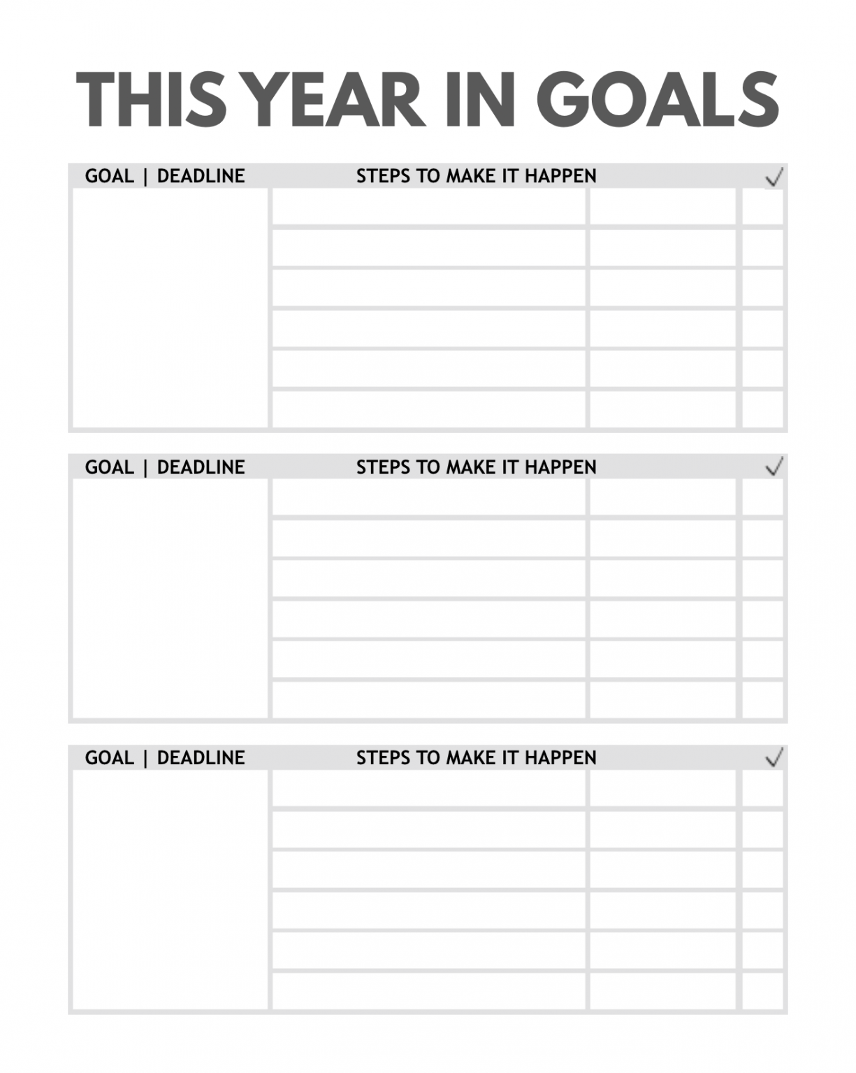 Goal Action Plan Undated Agenda to Track Your Goals for the Year
